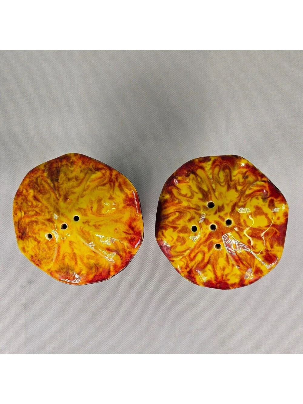 Vintage Treasure Craft Mushroom Salt and Pepper Shakers Ceramic Yellow Orange
